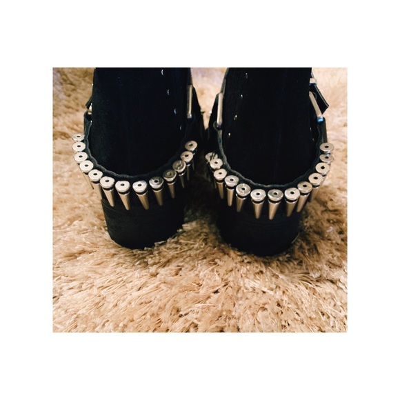 Faux Suede Spiked/Bullet Ankle Boots - Picture 4 of 5